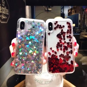 Hearts Sequins Liquid iPhone Case